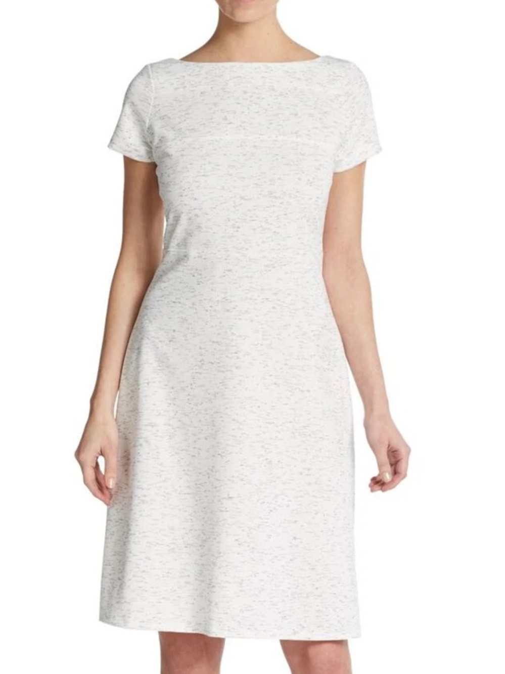 NWT Ivanka Trump White Speckled Short Sleeve A Line Dress Size 12